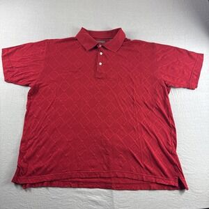 Lyle Scott Mercerized Cotton Golf Polo Mens L Red Diamond Geometric Shirt Preppy